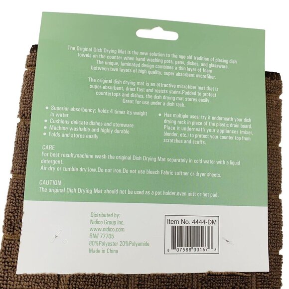 Dish Drying Mat Kitchen Towels Microfiber Brown Window Pane Check - Picture 4 of 4